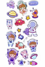 Sticker Kabartmalı Stiker Defter Planlayıcı Etiket (Lrh001)-17x9 cm- Space Astranot thumbnail 1