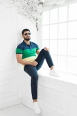 Paul Martin Polo Yaka %100 Pamuk Büyük Parça Desenli Regular Fit T-shirt - 7