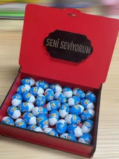 Ozmo Mini Yumurta ( 35 Adet ) Seni Seviyorum Yazılı Kırmızı Ahşap Hediye Kutusu Yumurta Sevdiklerinize Hediye Ozmo Mini Eggs Kırmızı Ahşap Kutulu - 1