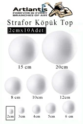 Strafor Köpük Top 2 cm 10 Adet Köpük Top Küre Toplar Yuvarlak Strafor Köpük Top Okul Deney Hobi Sanat - 1