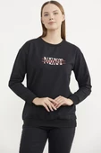 Sıfır Yaka Oversize Sweatshirt - Siyah - 3