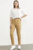 Likralı Fit Mom Jean - Kamel - 1