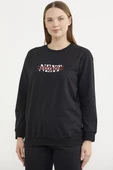 Sıfır Yaka Oversize Sweatshirt - Siyah - 1