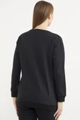 Sıfır Yaka Oversize Sweatshirt - Siyah - 5