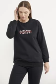 Sıfır Yaka Oversize Sweatshirt - Siyah - 2