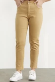 Likralı Fit Mom Jean - Kamel - 3