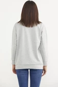 Sıfır Yaka Oversize Sweatshirt - Gri thumbnail 4