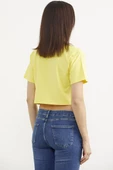 Oversize Baskılı Crop Tişört - Sarı thumbnail 5