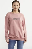 Sıfır Yaka Oversize Sweatshirt - Gül Kurusu thumbnail 1