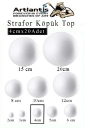 Strafor Köpük Top 4 cm 20 Adet Köpük Top Küre Toplar Yuvarlak Strafor Köpük Top Okul Deney Hobi Sanat - 1