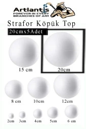 Strafor Köpük Top 20 cm 5 Adet Köpük Top Küre Toplar Yuvarlak Strafor Köpük Top Okul Deney Hobi Sanat - 1