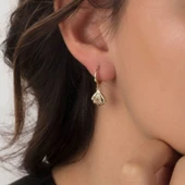 İstiridye Altın Küpe Sallantılı - 2