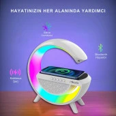 Mikado Beyaz Rgb Işıklı Kablosuz Şarj Bluetooth Hoparlör Speaker 15 Watt Beyz 1800MAH Bt/tf/usb Wireless - 4