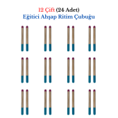 Eğitici Ahşap Ritim Çubuğu - 12 Çift (24 Adet) - 1