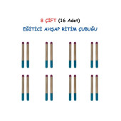 Eğitici Ahşap Ritim Çubuğu - 8 Çift (16 Adet) - 1