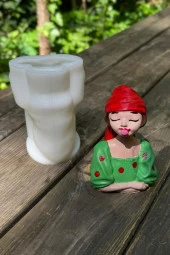 Alina Sakız Çiğneyen Kadın Tekli Silikon Mum Kalıbı thumbnail 3