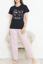 Süprem Kısa Kol Pijama Takımı Siyahpembe - 18500.1048. - 1