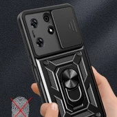 Vendas Tecno Spark 10 Pro Kılıf Magnetik Standlı Kamera Korumalı Zore Sürgülü Vega Kapak - 4