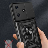 Vendas Tecno Spark 10 4G Kılıf Magnetik Standlı Kamera Korumalı Zore Sürgülü Vega Kapak - 4