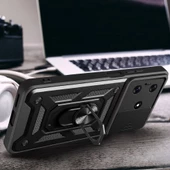Vendas Tecno Spark 10 4G Kılıf Magnetik Standlı Kamera Korumalı Zore Sürgülü Vega Kapak - 6