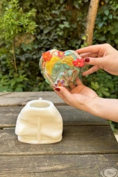 Heart Mother Baby Tekli Silikon Mum Kalıbı - 5