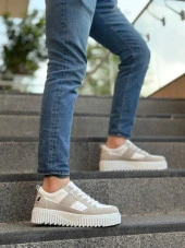 BA0804 BOA Yüksek Beyaz Taban Gri Detaylı Bağcıklı Erkek Ayakkabı thumbnail 5