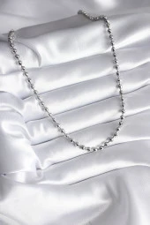 Pirinç Gümüş Renk Topçuk Detay Kadın Kolye - TJ-BKO8238 thumbnail 2