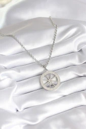 316L Çelik Gümüş Renk Zirkon Taşlı Rüya Kapanı Model İşeme Detay Kadın Kolye - TJ-BKO8267 thumbnail 2