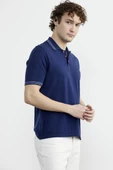 Polo Yaka Kısa Kol Pamuk Triko Tişört - Lacivert - 3