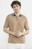 Polo Yaka Kısa Kol Triko Tişört - Kamel thumbnail 1