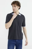 Polo Yaka Kısa Kol Triko Tişört - Antrasit thumbnail 4