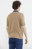 Pamuk Polo Yaka Kısa Kol Triko Tişört - Kamel thumbnail 5