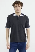 Polo Yaka Kısa Kol Triko Tişört - Antrasit thumbnail 1