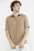 Polo Yaka Kısa Kol Triko Tişört - Kamel thumbnail 4