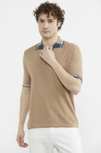 Polo Yaka Kısa Kol Triko Tişört - Kamel thumbnail 3