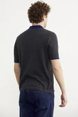 Pamuk Polo Yaka Kısa Kol Triko Tişört - Antrasit thumbnail 5