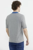 Pamuk Polo Yaka Kısa Kol Triko Tişört - Gri thumbnail 6