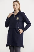 Taş Detaylı Kapüşonlu Tunik Sweatshirt - Lacivert - 2