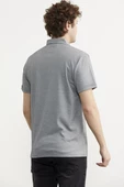 Slim Fit Düğmeli Polo Yaka Tişört - Gri - 6