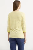Çizgili Uzun Kol Düğme Detaylı Tişört - Sarı thumbnail 5