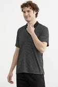 Polo Yaka Cepli Regular Fit Tişört - Siyah - 2