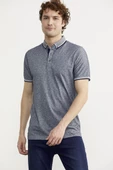 Polo Yaka Slim Fit Desenli Tişört - Lacivert - 3