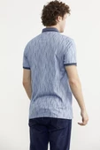 Polo Yaka Slim Fit Desenli Tişört - Indigo - 5
