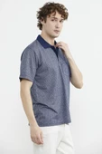 Regular Fit Polo Yaka Desenli Tişört - Lacivert thumbnail 5