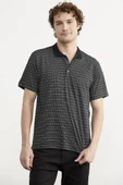 Polo Yaka Cepli Regular Fit Tişört - Siyah - 4