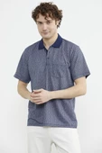 Regular Fit Polo Yaka Desenli Tişört - Lacivert thumbnail 1