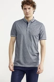 Polo Yaka Slim Fit Desenli Tişört - Lacivert - 1