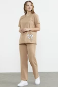 Baskı Detaylı İkili Krep Takım - Kamel thumbnail 3