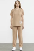 Baskı Detaylı İkili Krep Takım - Kamel thumbnail 1