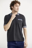Renk Kombinli Cepli Koton Triko Tişört - Antrasit thumbnail 4